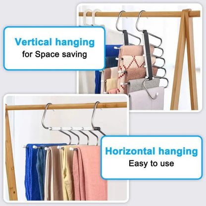 Revolutionize Your Closet with Space-Saving 5-Layer Non-Slip Pants Hangers - Perfect for Organizing Wardrobes and Maximizing Storage!