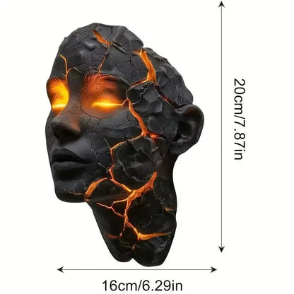 Illuminate Your Space with the Cracked Soul Wall Light – Unique Luminous Skull Sculpture for Creative Home Decor