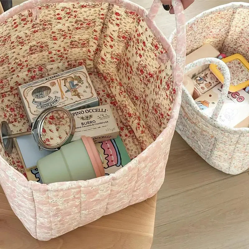 Stylish & Practical Foldable Car Storage Basket with Handle - Multi-Purpose Organizer for Home, Office & More - Charming Farmhouse Floral Design