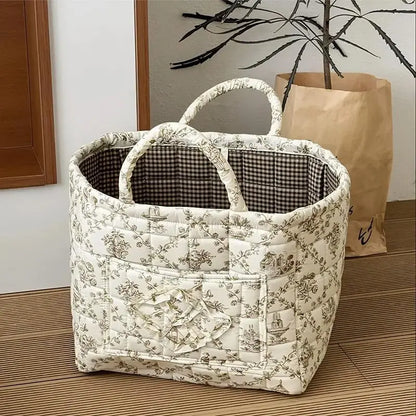 Stylish & Practical Foldable Car Storage Basket with Handle - Multi-Purpose Organizer for Home, Office & More - Charming Farmhouse Floral Design