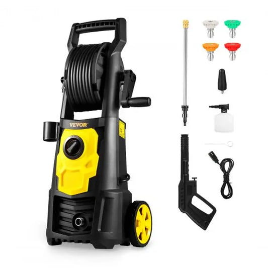 Power Up Your Cleaning with the VEVOR 2000 PSI Electric Pressure Washer - Complete with 30 Ft Hose, 5 Nozzles, and Foam Cannon for Effortless Outdoor Cleaning!